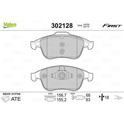 VALEO Bremsbelagsatz, Scheibenbremse FIRST 302128