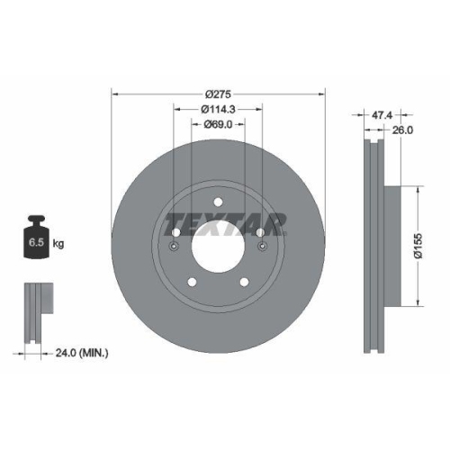 TEXTAR Bremsscheibe PRO 92240703