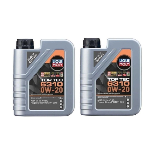 Motoröl Motorenöl Top Tec 6310 0W-20 Liqui Moly 2 Liter Kanister PSA B71 2010