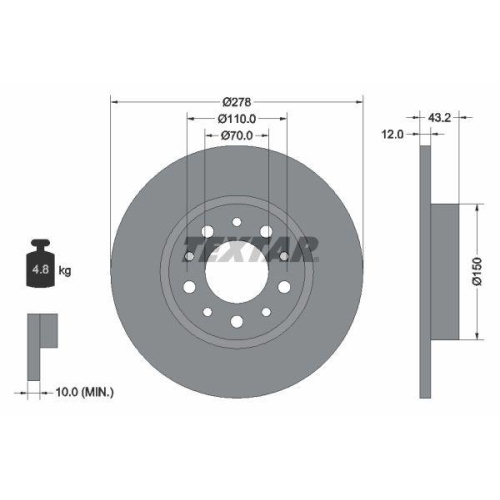 TEXTAR Bremsscheibe PRO 92145203
