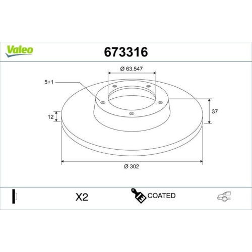 VALEO Bremsscheibe COATED 673316