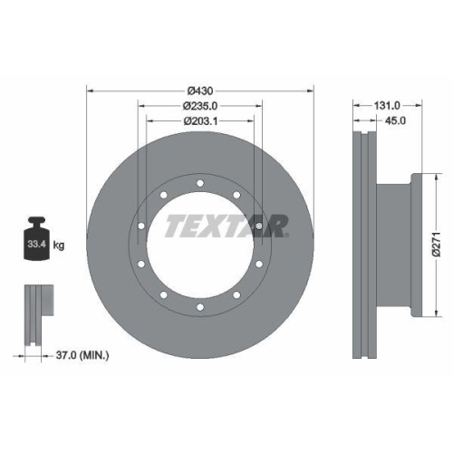 TEXTAR Bremsscheibe 93086800