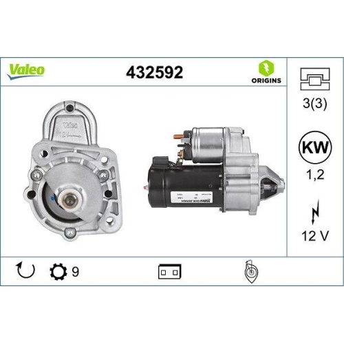 VALEO Starter VALEO ORIGINS NEW OE TECHNOLOGIE 432592