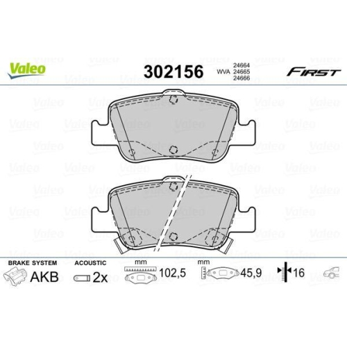 VALEO Bremsbelagsatz, Scheibenbremse FIRST 302156