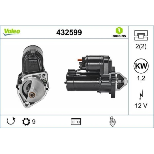 VALEO Starter VALEO ORIGINS NEW OE TECHNOLOGIE 432599