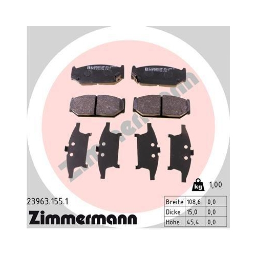 ZIMMERMANN Bremsbelagsatz, Scheibenbremse 23963.155.1