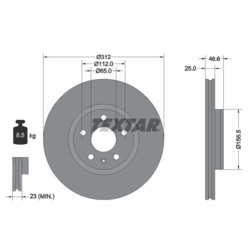 TEXTAR Bremsscheibe PRO 92343203