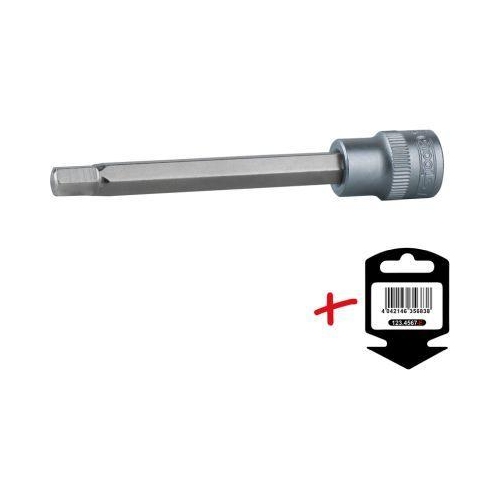 3/8 Zoll Bit-Stecknuss Innensechskant, lang, 6mm auf H&auml;nger KS TOOLS 911.1563-E