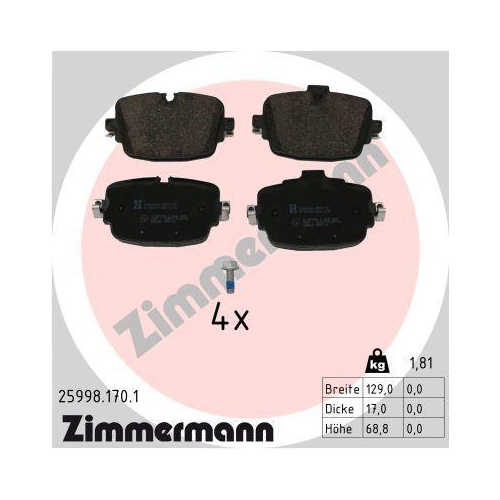 ZIMMERMANN Bremsbelagsatz, Scheibenbremse 25998.170.1