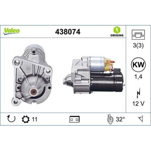 VALEO Starter VALEO ORIGINS NEW OE TECHNOLOGIE 438074