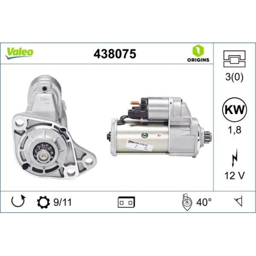 VALEO Starter VALEO ORIGINS NEW OE TECHNOLOGIE 438075