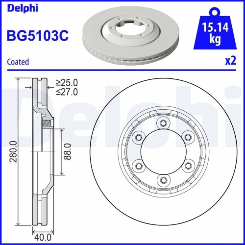 DELPHI Bremsscheibe BG5103C
