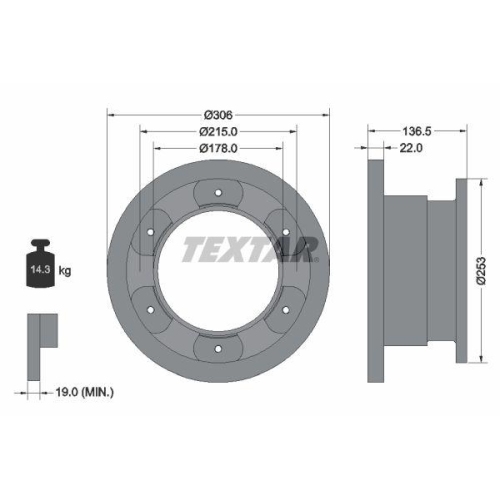 TEXTAR Bremsscheibe 93127300