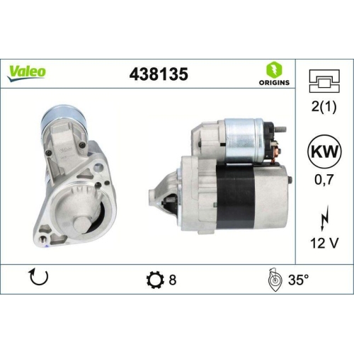 VALEO Starter VALEO ORIGINS NEW OE TECHNOLOGIE 438135