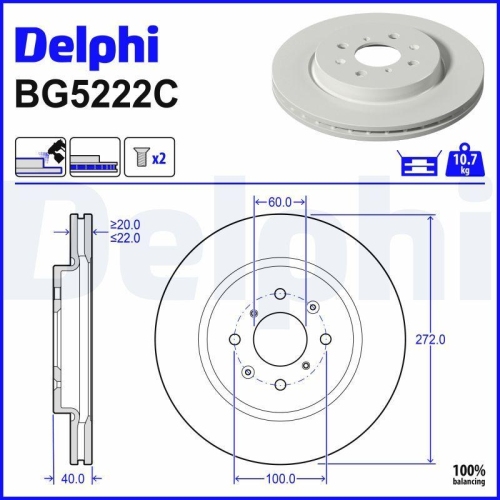 DELPHI Bremsscheibe BG5222C