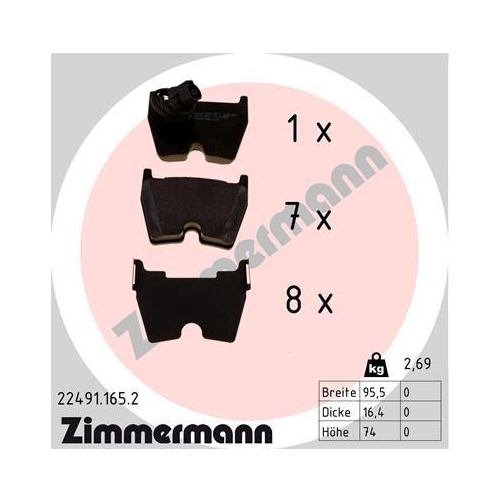 ZIMMERMANN Bremsbelagsatz, Scheibenbremse 22491.165.2