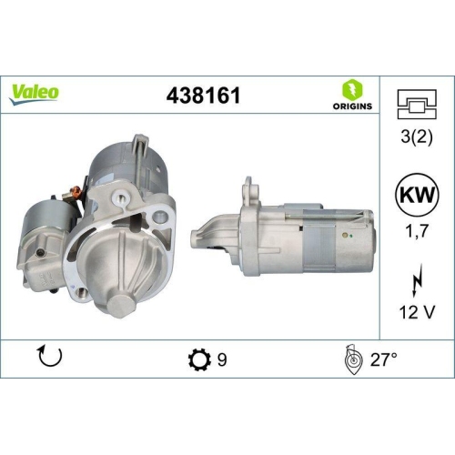 VALEO Starter VALEO ORIGINS NEW OE TECHNOLOGIE 438161