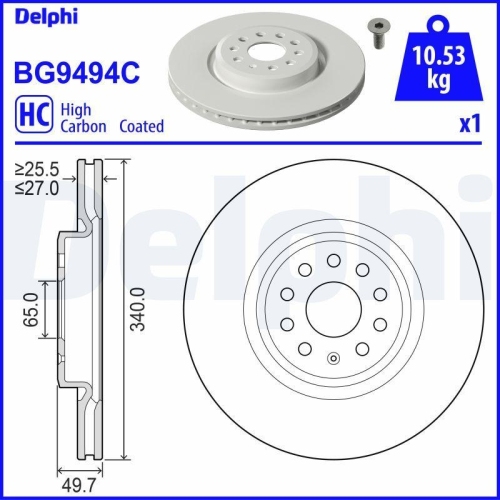 DELPHI Bremsscheibe BG9494C