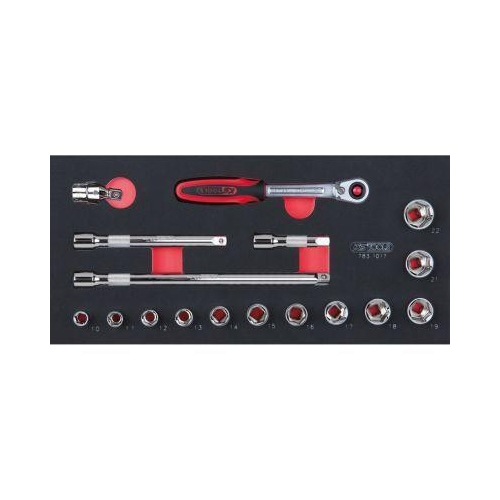 SCS CHROMEplus 3/8 Zoll Steckschl&uuml;ssel-Satz 17-tlg in 1/3 Systemeinlage 783.1017