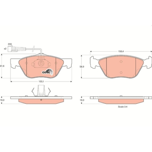 TRW Bremsbelagsatz, Scheibenbremse COTEC GDB1212
