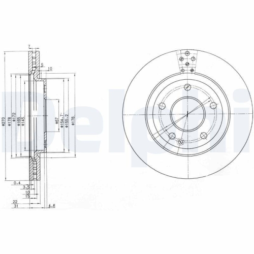 DELPHI Bremsscheibe BG3709