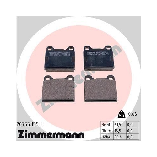 ZIMMERMANN Bremsbelagsatz, Scheibenbremse 20755.155.1