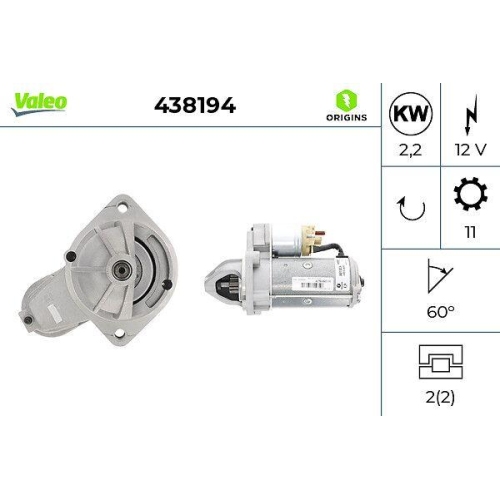 VALEO Starter VALEO ORIGINS NEW OE TECHNOLOGIE 438194
