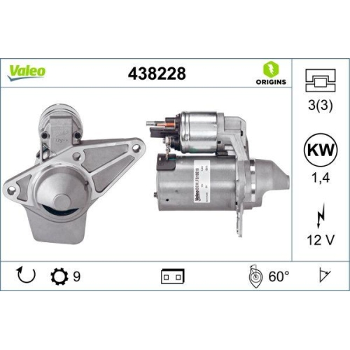 VALEO Starter VALEO ORIGINS NEW OE TECHNOLOGIE 438228