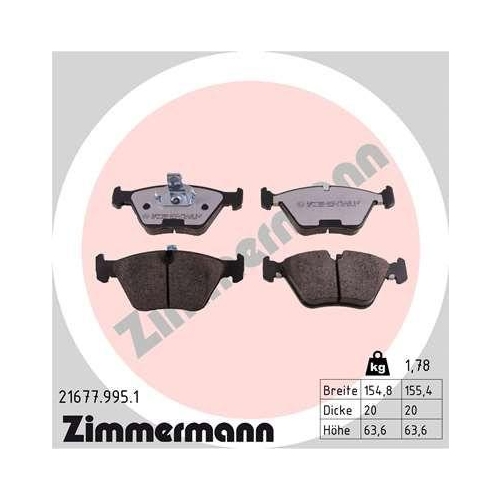 ZIMMERMANN Bremsbelagsatz, Scheibenbremse rd:z 21677.995.1