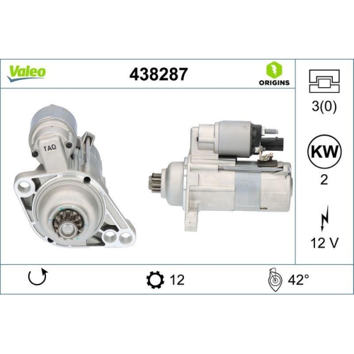 VALEO Starter VALEO ORIGINS NEW OE TECHNOLOGIE 438287