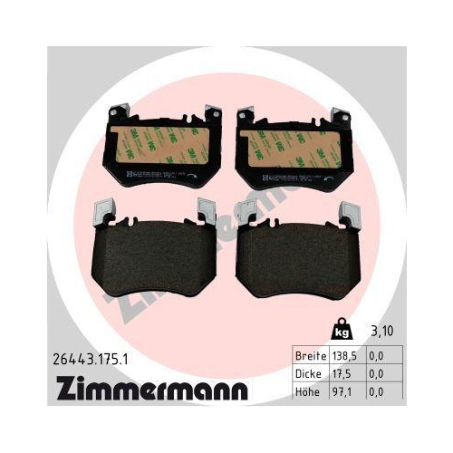 ZIMMERMANN Bremsbelagsatz, Scheibenbremse 26443.175.1