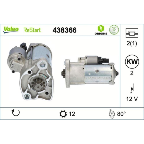 VALEO Starter VALEO ORIGINS STOP&START - NEW O.E. TECHNOLOGIE 438366