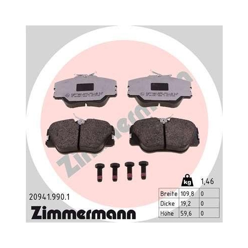ZIMMERMANN Bremsbelagsatz, Scheibenbremse rd:z 20941.990.1