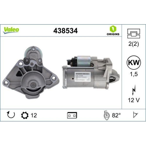 VALEO Starter VALEO ORIGINS NEW OE TECHNOLOGIE 438534