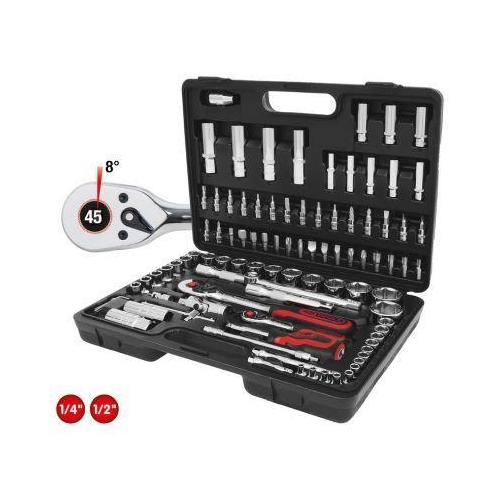 1/4 Zoll+1/2 Zoll CHROMEplus Steckschl&uuml;ssel-Satz, 96-tlg KS TOOLS 918.0796