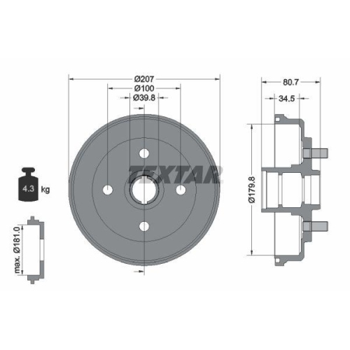 TEXTAR Bremstrommel 94017800