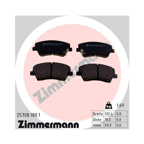 ZIMMERMANN Bremsbelagsatz, Scheibenbremse 25708.180.1