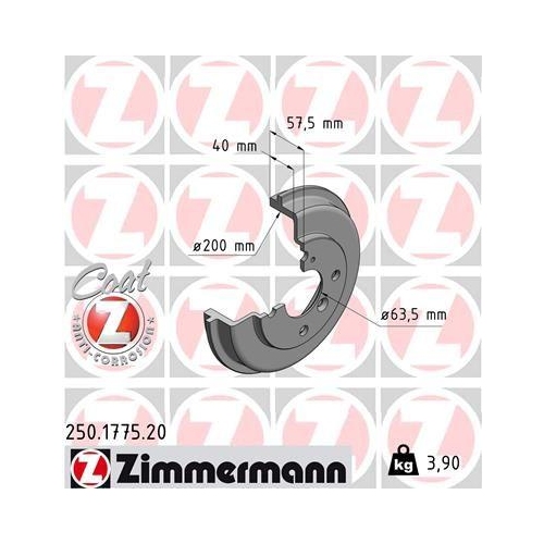 ZIMMERMANN Bremstrommel COAT Z 250.1775.20
