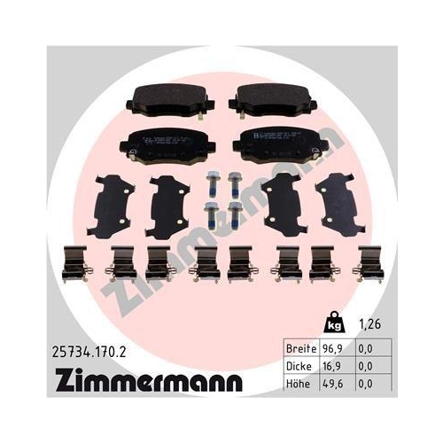 ZIMMERMANN Bremsbelagsatz, Scheibenbremse 25734.170.2