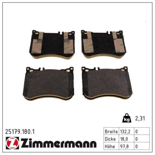 ZIMMERMANN Bremsbelagsatz, Scheibenbremse 25179.180.1