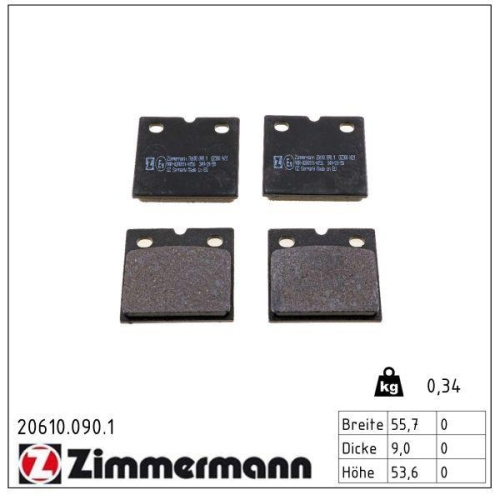 ZIMMERMANN Bremsbelagsatz, Scheibenfeststellbremse 20610.090.1
