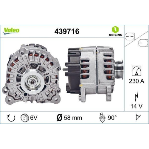 VALEO Generator VALEO ORIGINS NEW OE TECHNOLOGIE 439716