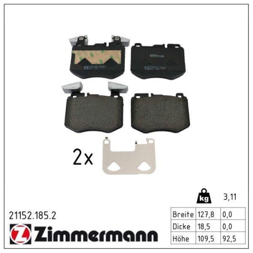 ZIMMERMANN Bremsbelagsatz, Scheibenbremse 21152.185.2