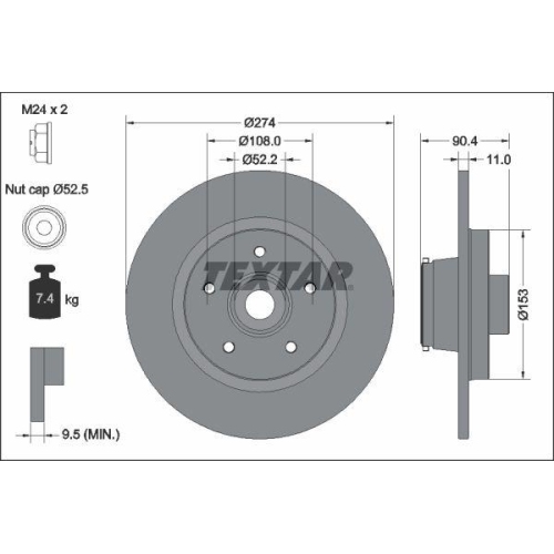 TEXTAR Bremsscheibe PRO 92329403