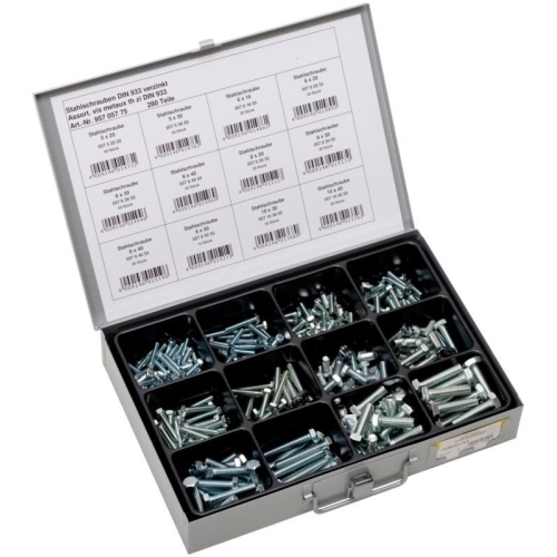 Gewindeschrauben 8.8 Sechskantkopf, verzinkt, DIN 933 - Sortiment Set Satz SWG