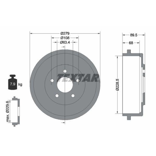 TEXTAR Bremstrommel 94024400