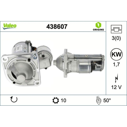VALEO Starter VALEO ORIGINS - NEW O.E. TECHNOLOGIE 438607