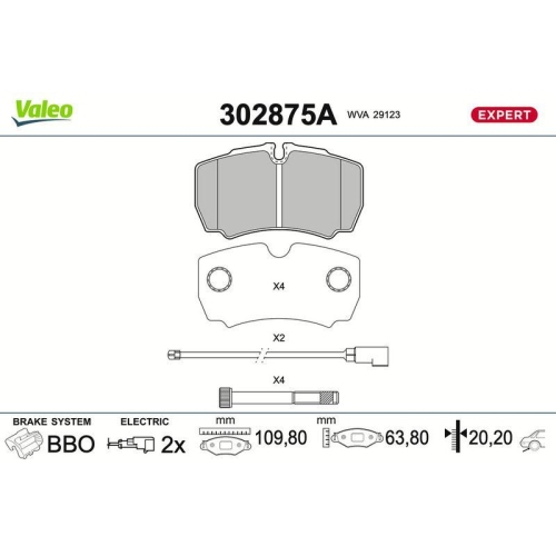 VALEO Bremsbelagsatz, Scheibenbremse EXPERT 302875A