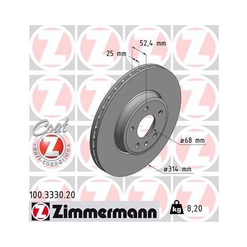 ZIMMERMANN Bremsscheibe COAT Z 100.3330.20