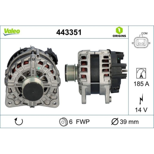 VALEO Generator VALEO ORIGINS - NEW O.E. TECHNOLOGIE 443351